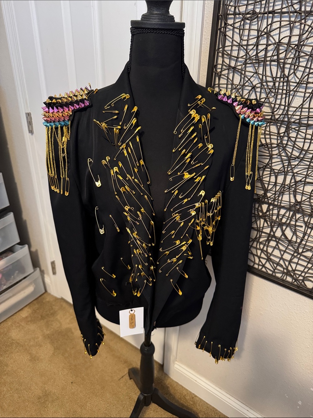 DKNYC Black Military-Style Blazer with Gold Hardware